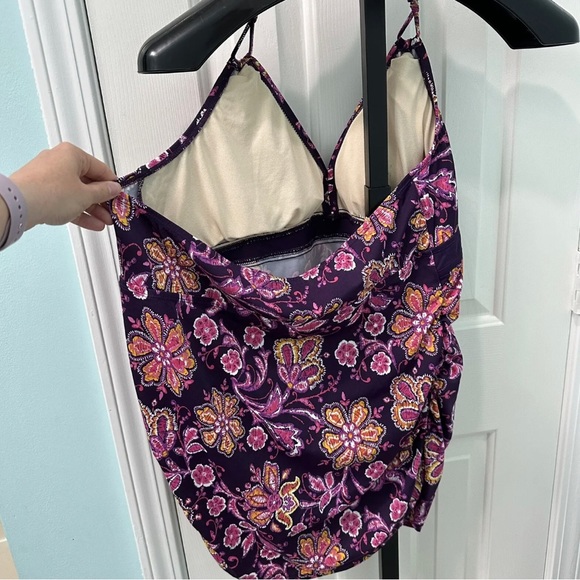 Motherhood Maternity Women’s XL Purple Floral Halter Swim Bathing Suit Top - Picture 5 of 9